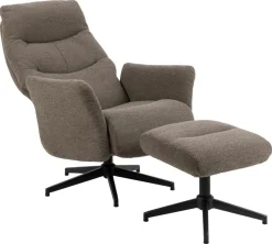 Relaxfauteuil Met Voetenbankje Lovik Taupe Monza - Giga Living