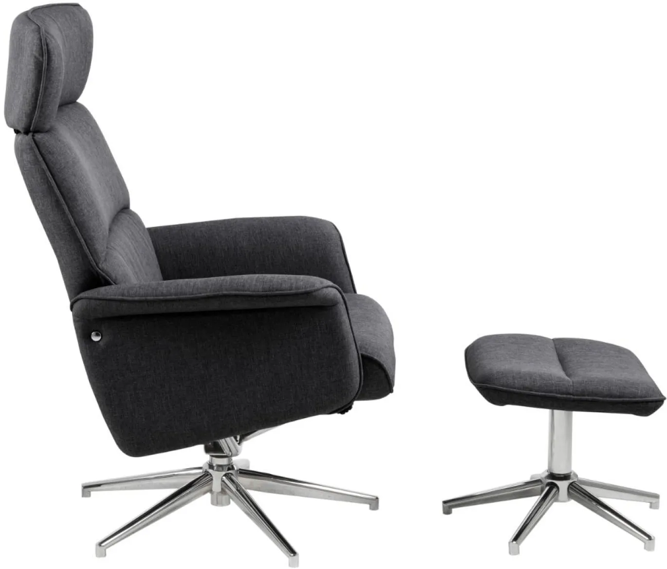 Relaxfauteuil Met Voetenbankje Skjern Donkergrijs Calmeo - Giga Living