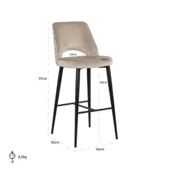 Richmond Barstoel Tabitha Quartz Khaki FR