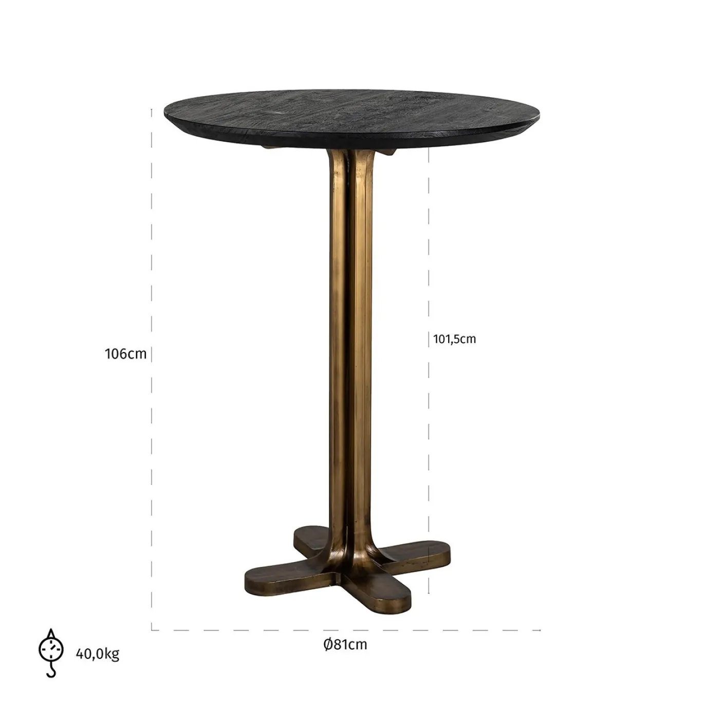 Richmond Bartafel Revelin Rond Zwart Mangohout Ø80cm