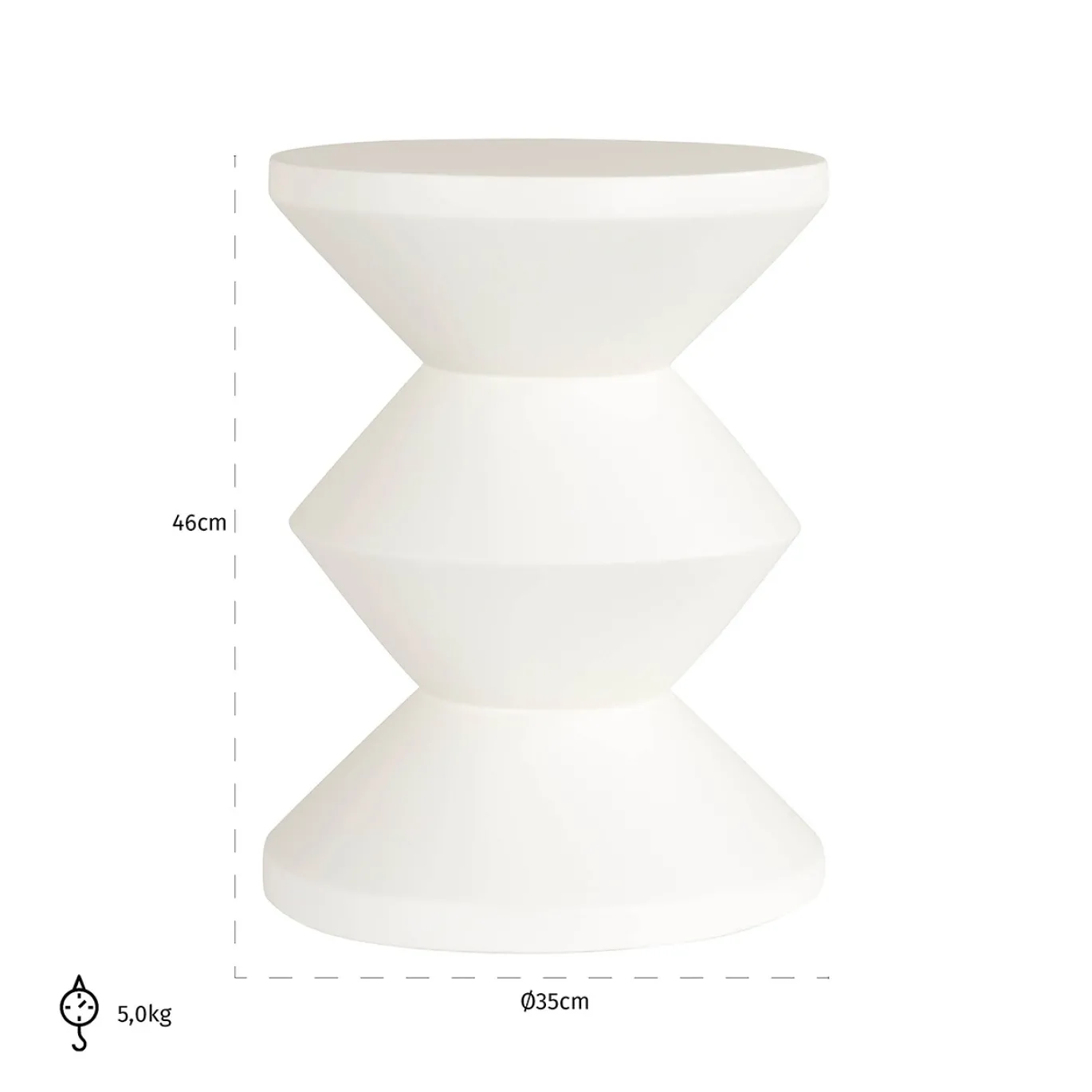 Richmond Bijzettafel Bloomstone Diablo Wit Ø35cm