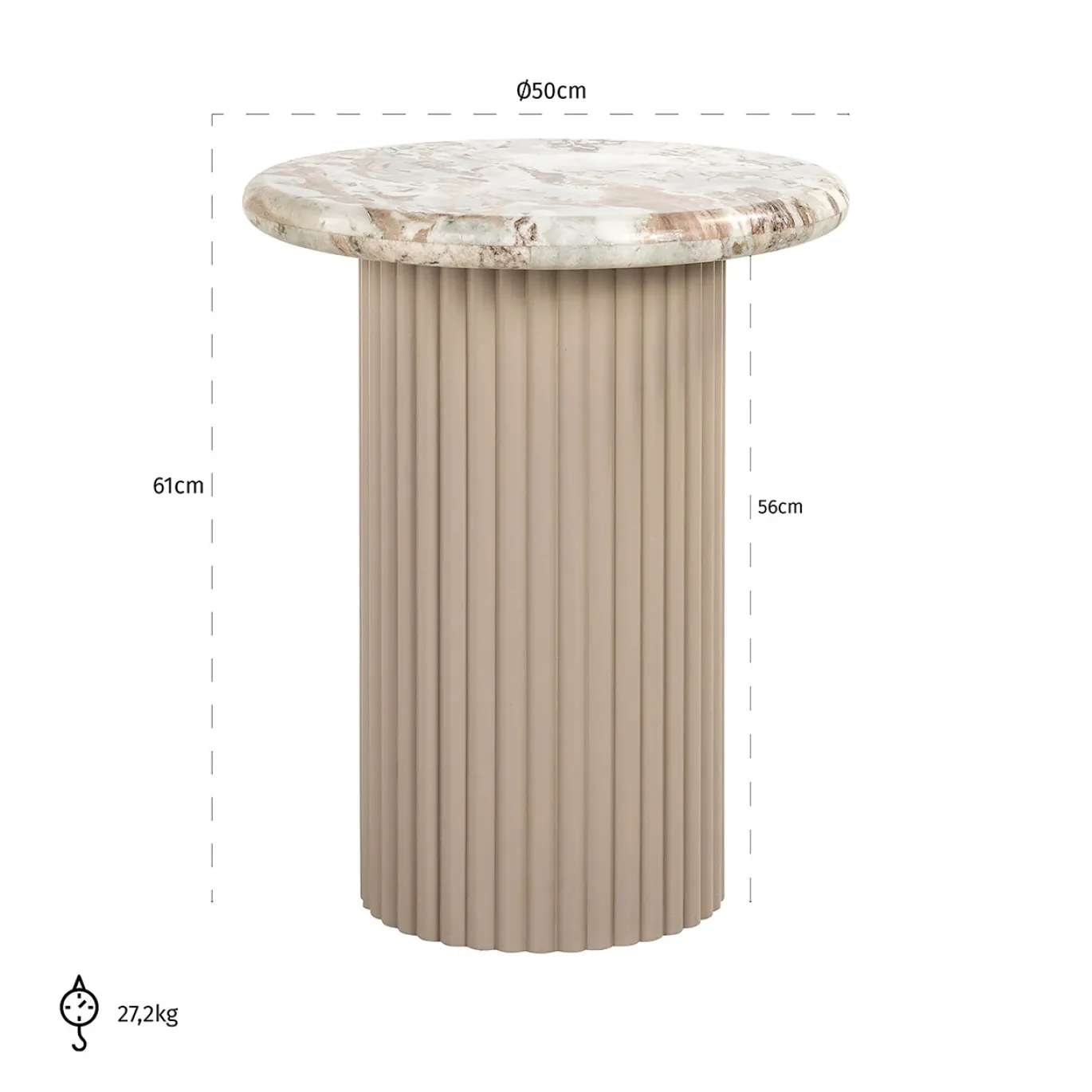 Richmond Bijzettafel Coronel Marmer Beige Ø50cm