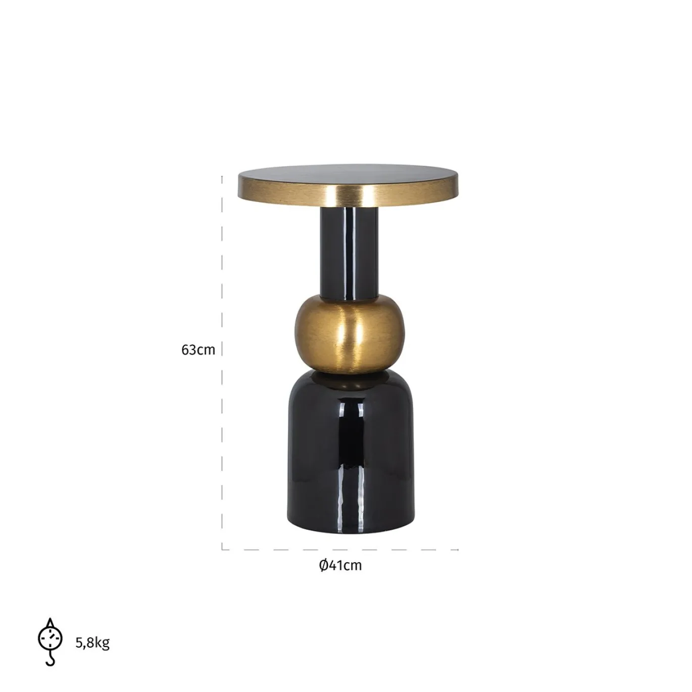 Richmond Bijzettafel Mose Zwart Ø41cm