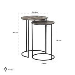 Richmond Bijzettafel Tulum Set Van 2 Brushed Goud
