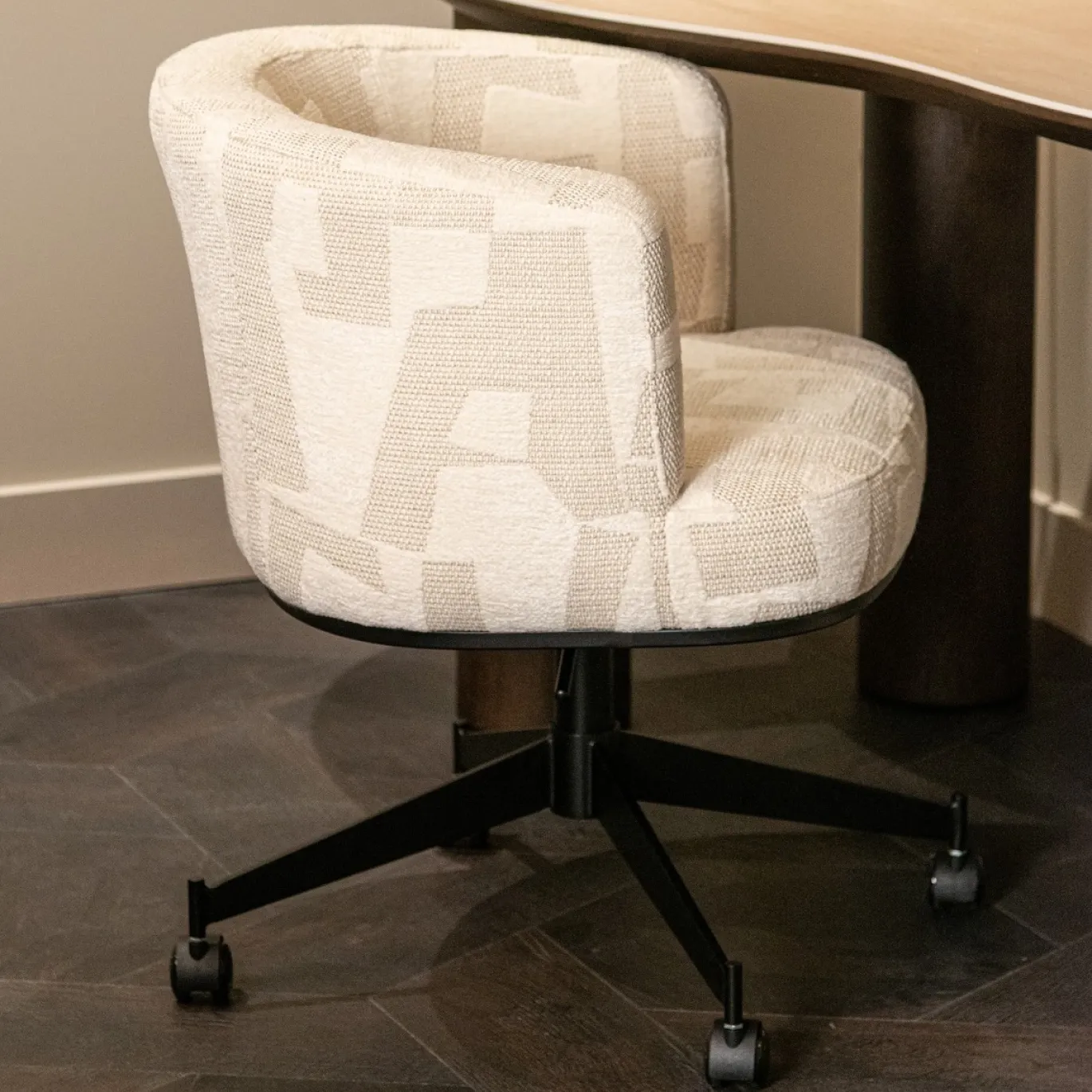 Richmond Draaistoel Rochenne met Wielen Beige Graffic
