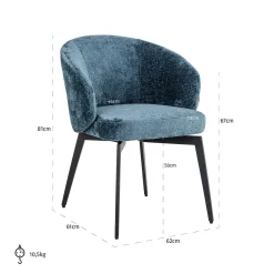 Richmond Eetkamerstoel Amphara Blauw Chenille FR