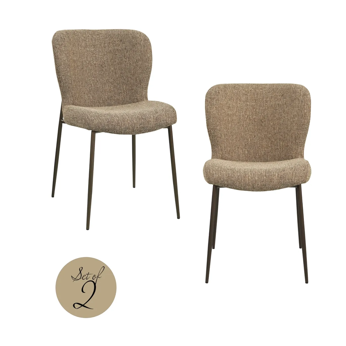 Richmond Eetkamerstoel Odarby Champagne Tweed Set Van 2