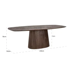 Richmond Eettafel Alix Deens Ovaal Mangohout Donkerbruin 230cm