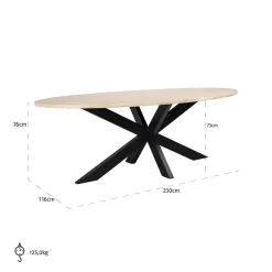 Richmond Eettafel Avalon Travertin Ovaal Brons 230cm