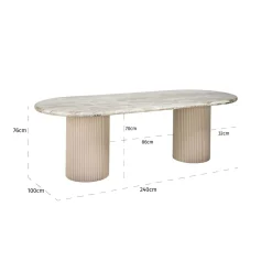 Richmond Eettafel Coronel Marmer Beige 240cm