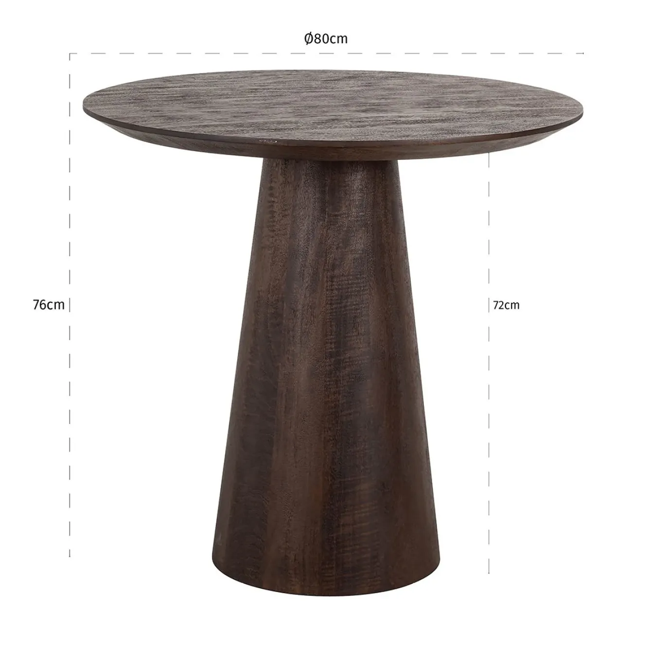 Richmond Eettafel Willow Mangohout Donkerbruin Ø80cm