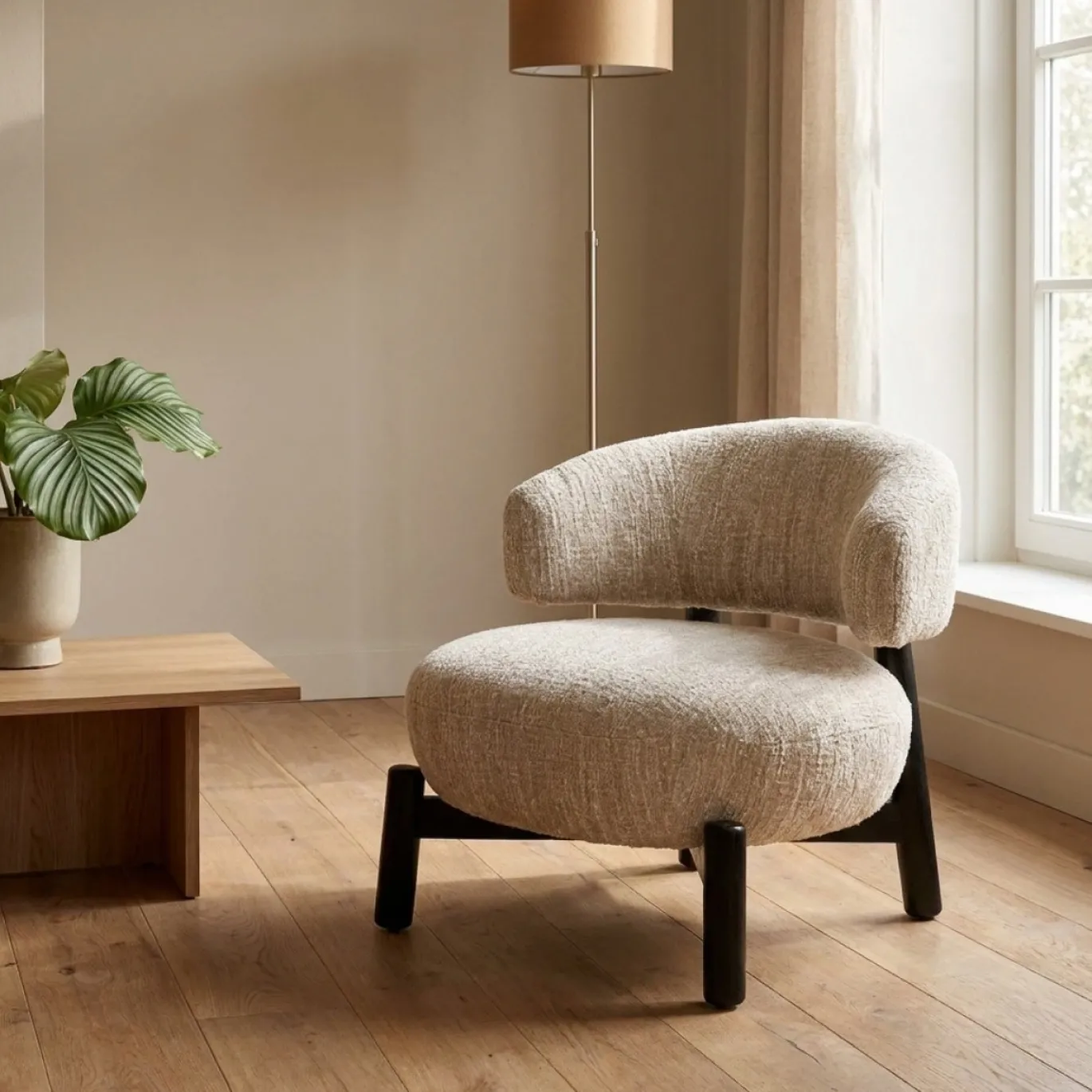 Richmond Lounge Stoel Ornella Beige Angora