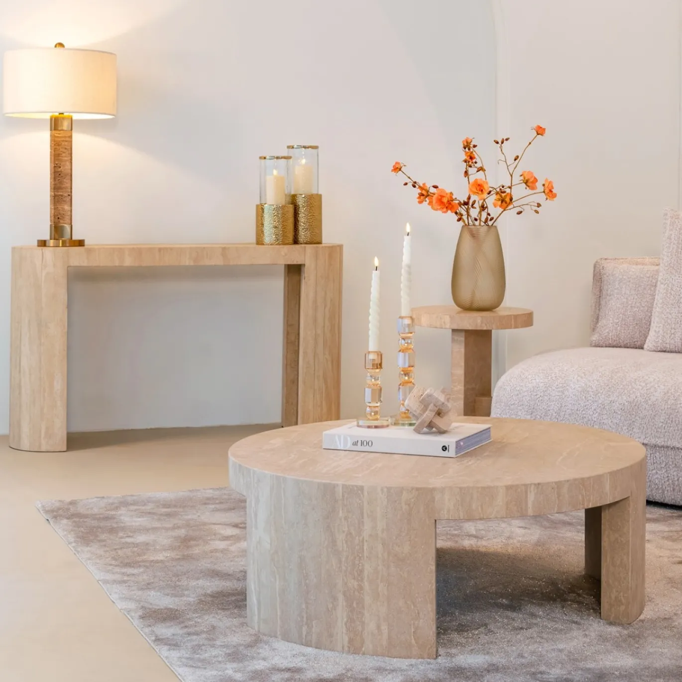 Richmond Salontafel Biltmore Rond Italiaans Travertin