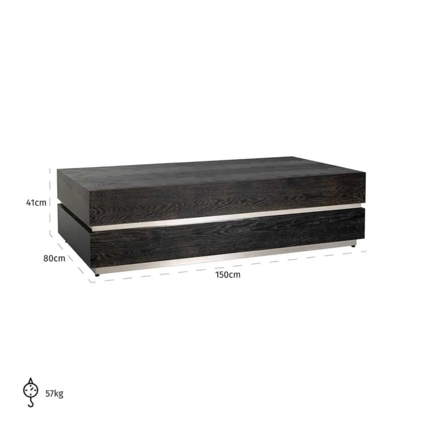Richmond Salontafel Blackbone Zilver 150x80cm
