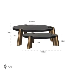 Richmond Salontafel Brody Zwart Set van 2