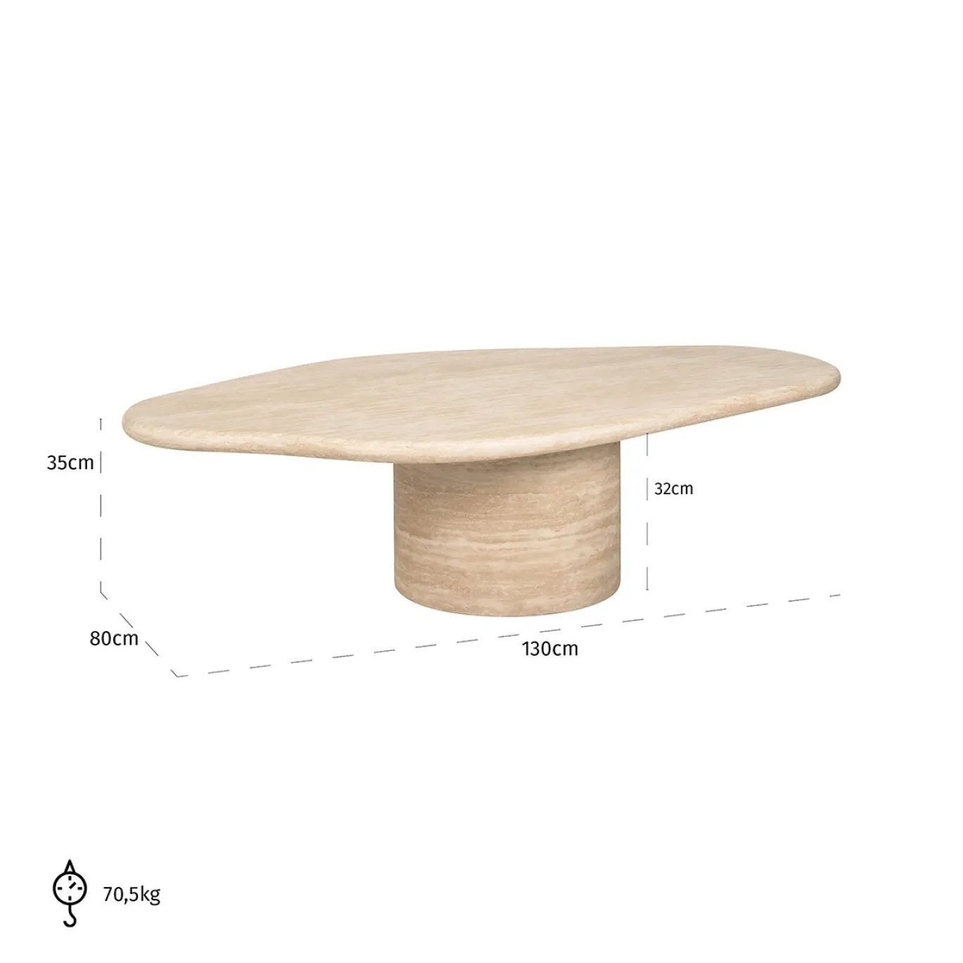 Richmond Salontafel Fictus Faux Travertin Beige 130cm