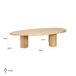 Richmond Salontafel Oakley Eiken Naturel 160cm