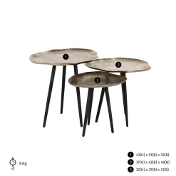 Richmond Salontafel Volenta Set Van 3 Champagne Goud