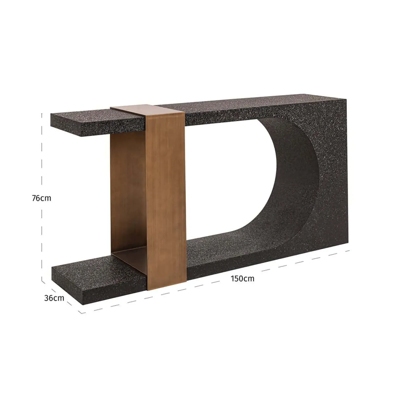 Richmond Sidetable Bazel Zwart/Goud 150cm