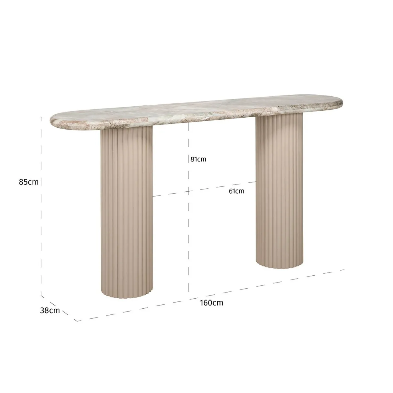 Richmond Sidetable Coronel Marmer Beige 160cm