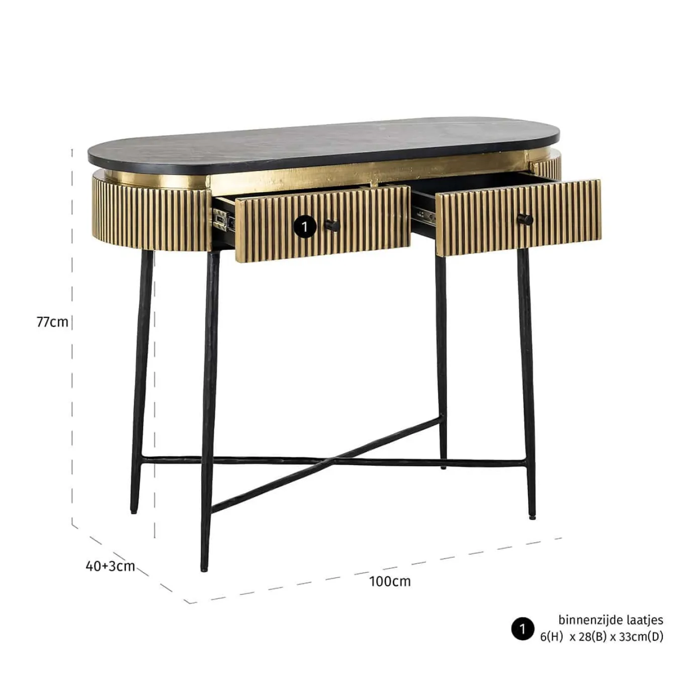 Richmond Sidetable Ironville Marmer Goud 100cm