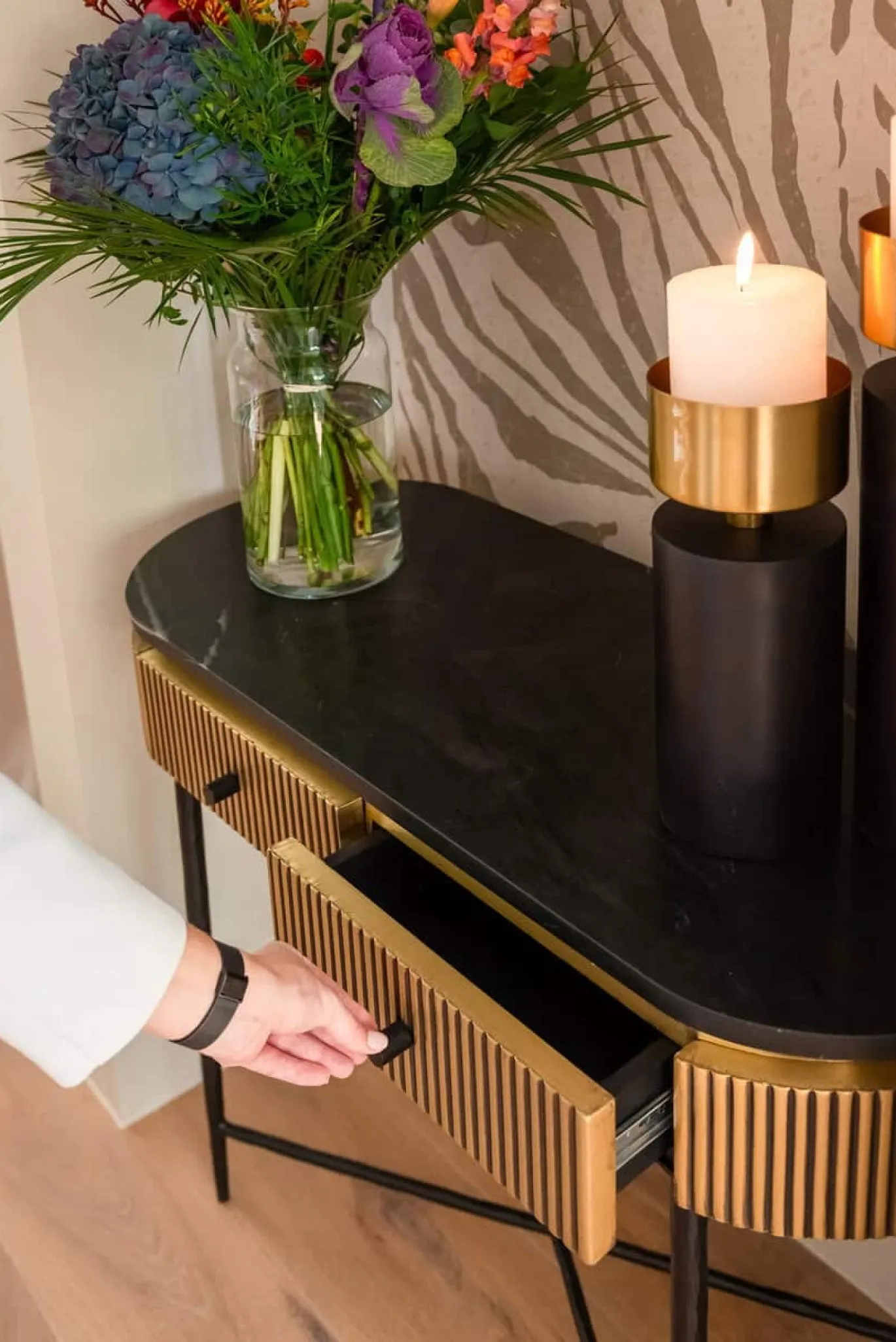 Richmond Sidetable Ironville Marmer Goud 100cm