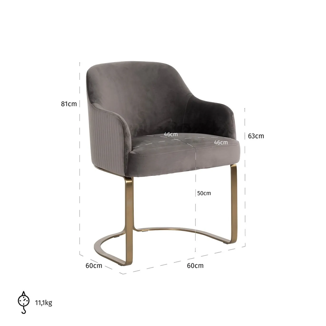 Richmond Stoel Hadley Stone Velvet Brushed Goud