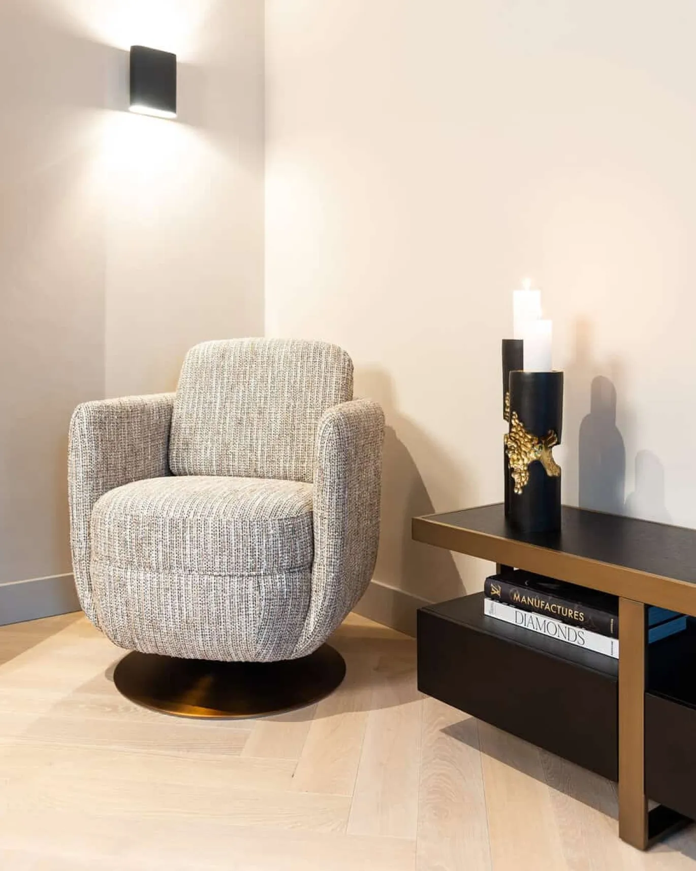 Richmond Tv-meubel Diddley Zwart/Goud 220cm