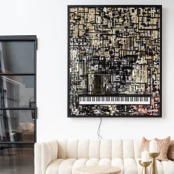 Richmond Wanddecoratie Piano Wibi Zwart/Goud 158x188cm