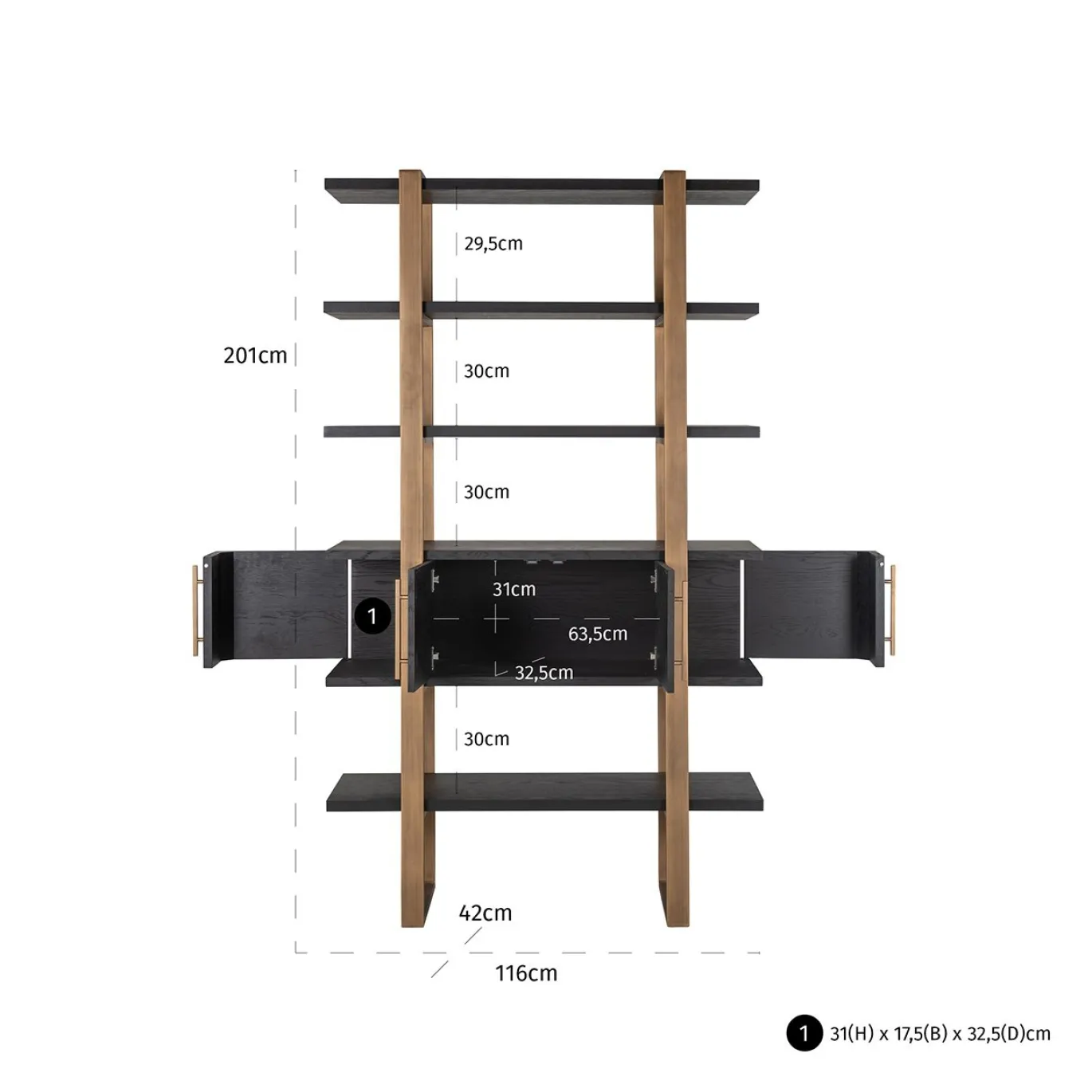Richmond Wandkast Cambon 4-Deuren 4-Planken Dark Coffee