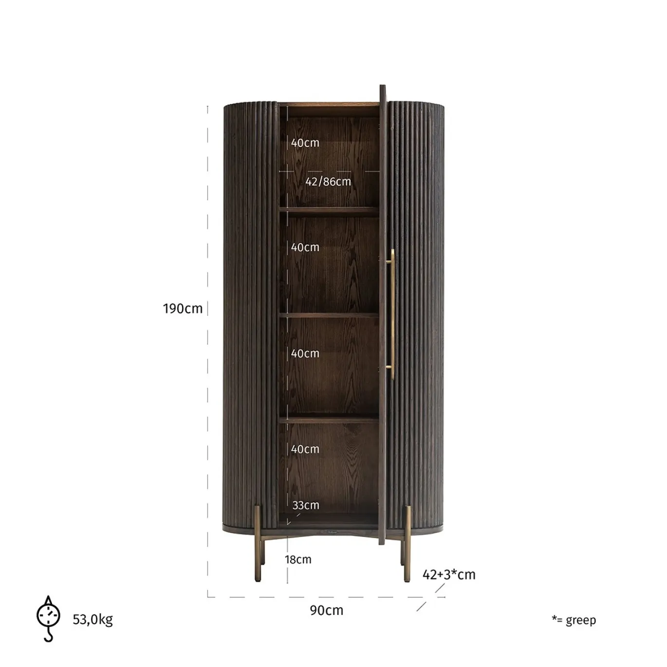 Richmond Wandkast Luxor 1-Deur Bruin