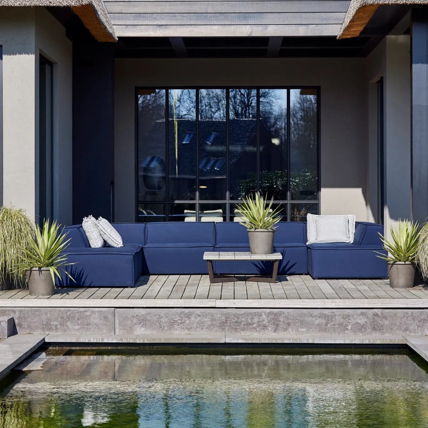 Rivièra Maison Bankelement Bellagio Outdoor Midden Blauw