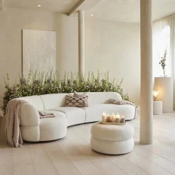 Rivièra Maison Bank San Remo 3,5-Zits Links Bouclé Wit