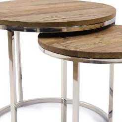 Rivièra Maison Bijzettafels Soho Set van 2 Naturel/Zilver