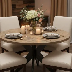 Rivièra Maison Eettafel Falcon Crest Ø130cm Naturel/Zwart