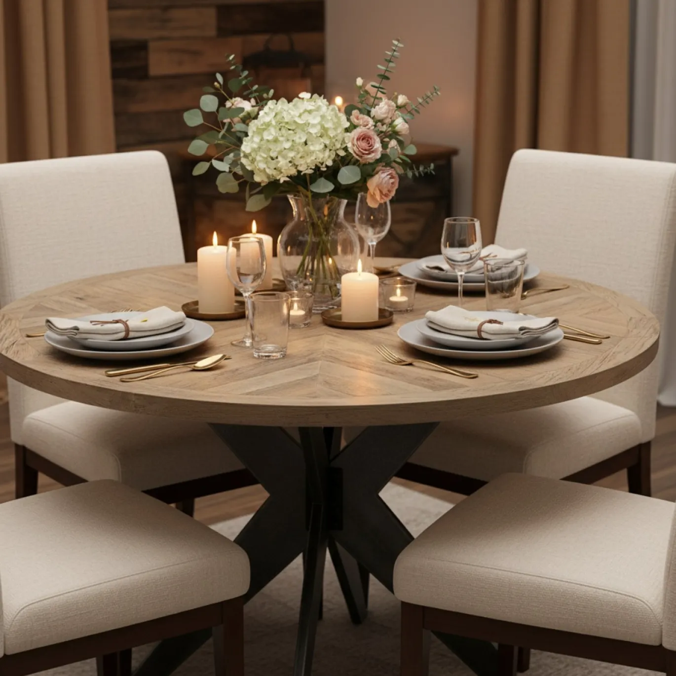 Rivièra Maison Eettafel Falcon Crest Ø130cm Naturel/Zwart
