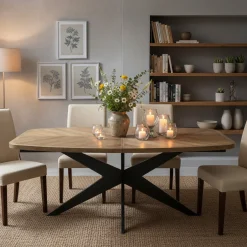 Rivièra Maison Eettafel Falcon Crest Ovaal Uitschuifbaar Naturel