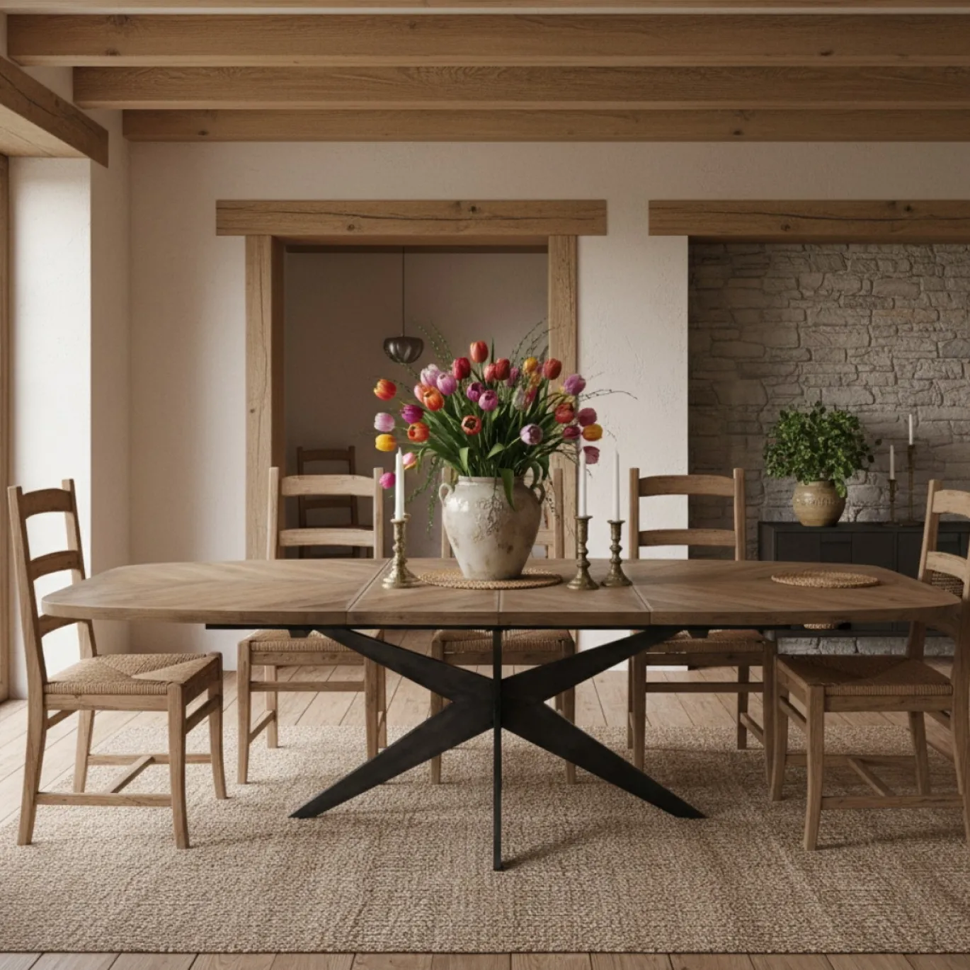 Rivièra Maison Eettafel Falcon Crest Ovaal Uitschuifbaar Naturel