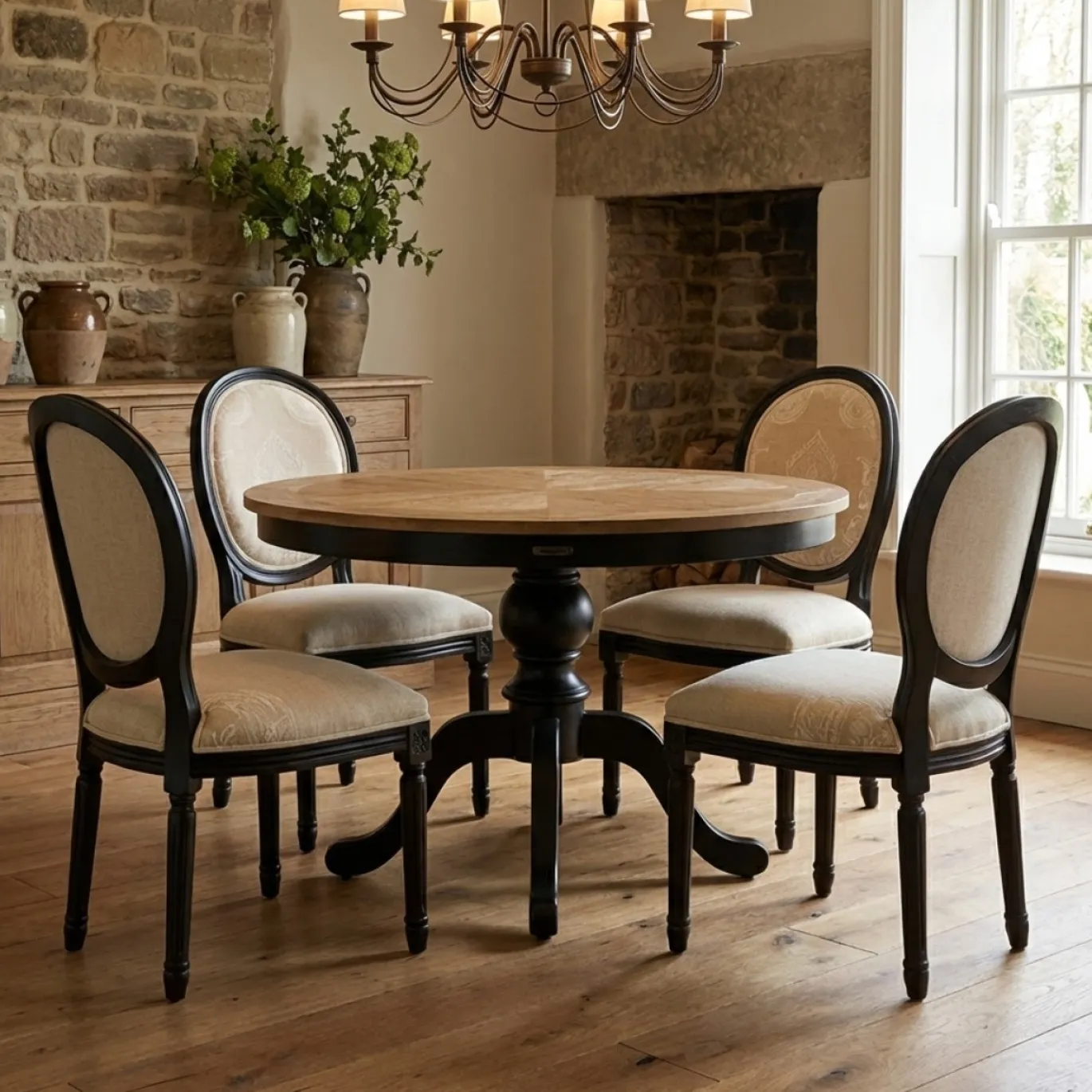 Rivièra Maison Eettafel Le Marais Ø120cm Naturel/Zwart