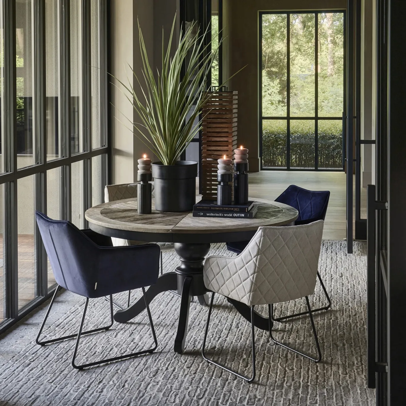 Rivièra Maison Eettafel Le Marais Bruin/Zwart Uitschuifbaar 140/190cm