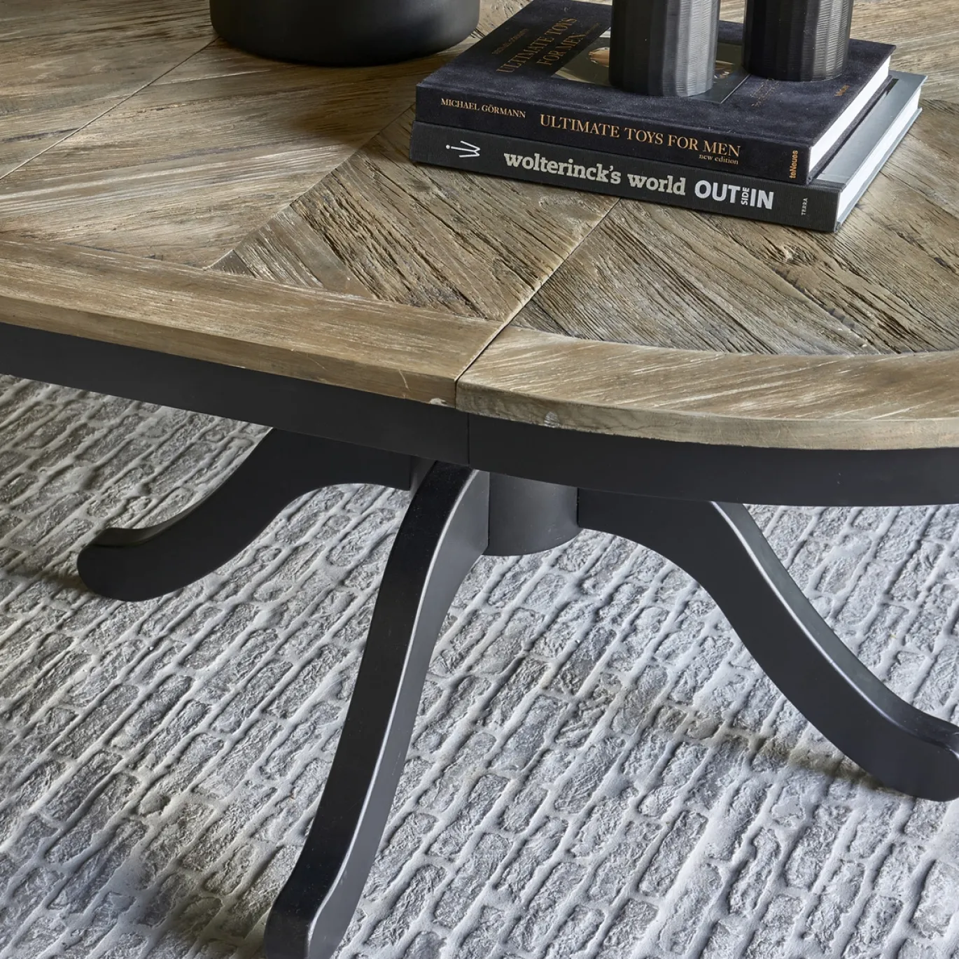 Rivièra Maison Eettafel Le Marais Bruin/Zwart Uitschuifbaar 140/190cm