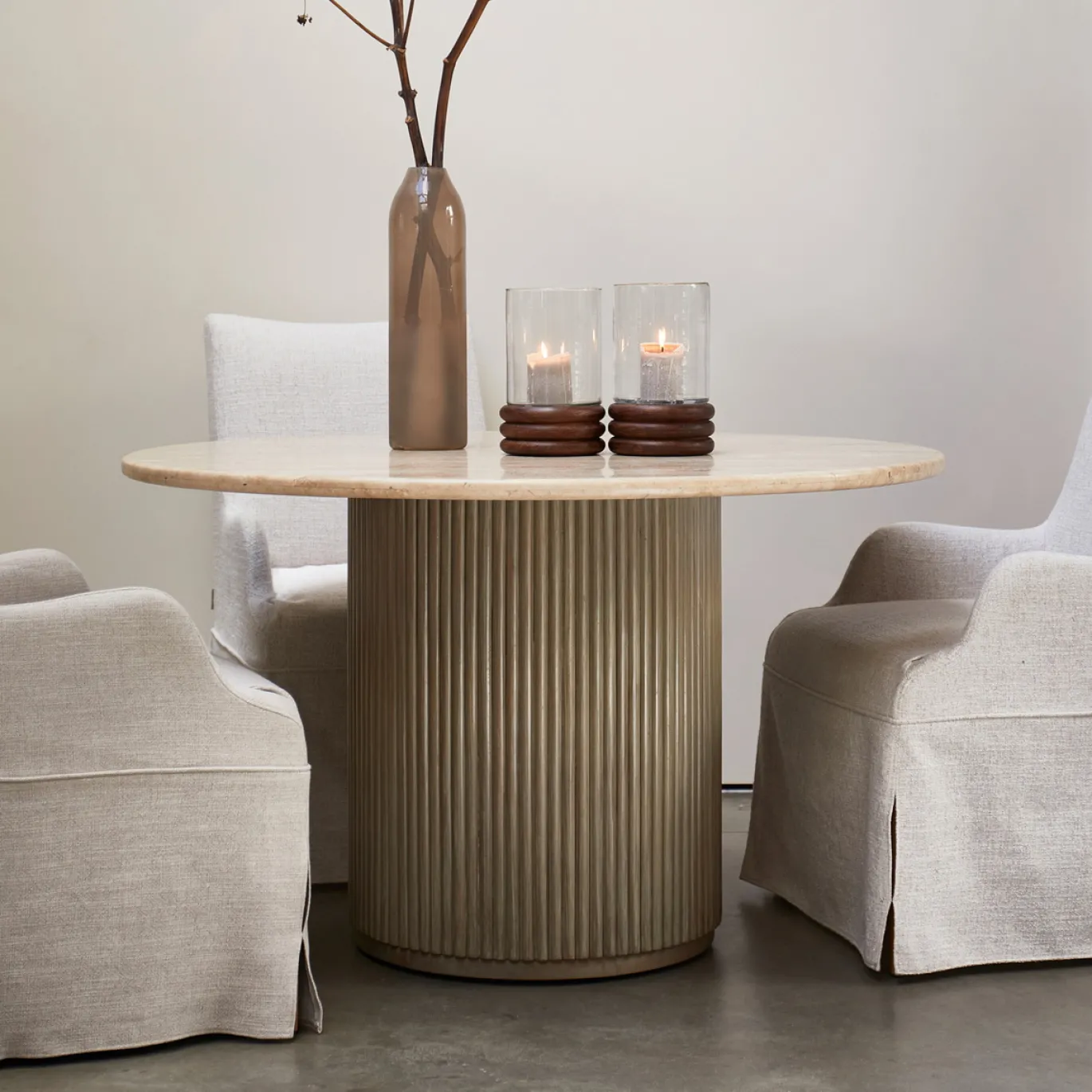 Rivièra Maison Eettafel Villanova Travertin Ø130cm