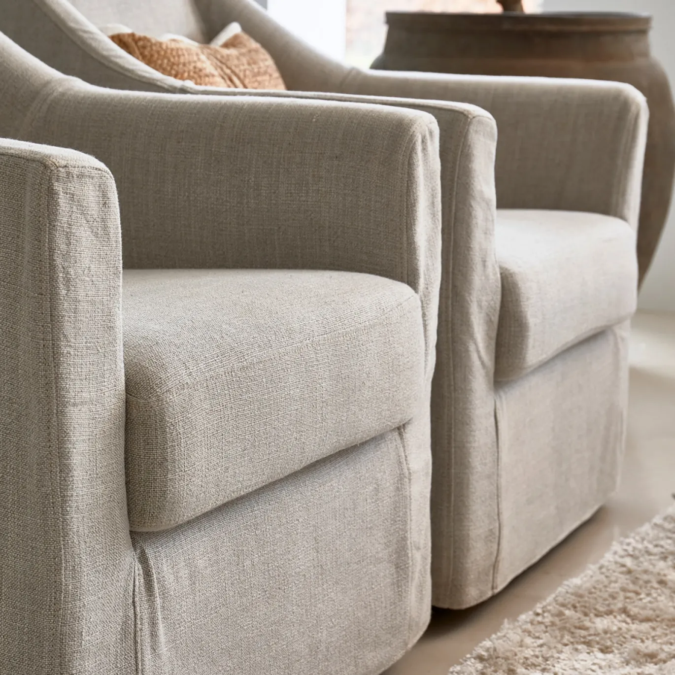 Rivièra Maison Fauteuil Huntington Draaibaar Linnen Beige