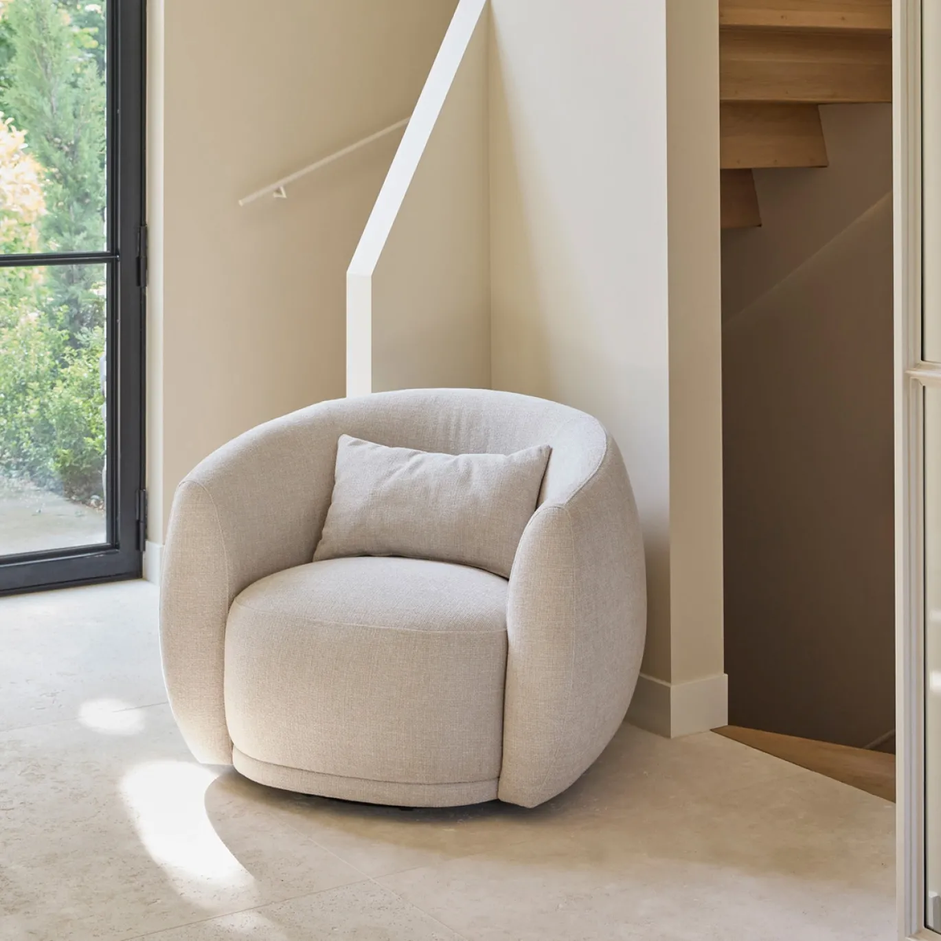 Rivièra Maison Fauteuil Leonardo Draaibaar Chenille Naturel