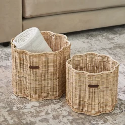 Rivièra Maison Opbergmanden Blossom Rotan Naturel Set van 2