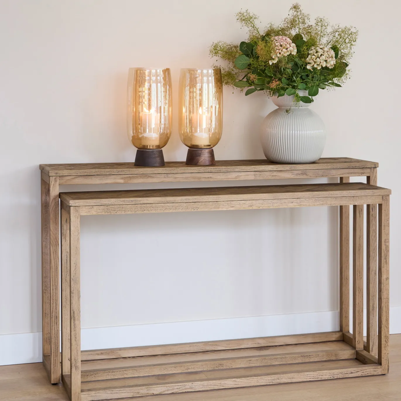 Rivièra Maison Sidetable Harbour Island Eikenhout Set van 2