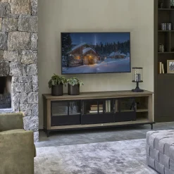 Rivièra Maison Tv-Meubel The Hoxton Bruin/Zwart 190cm