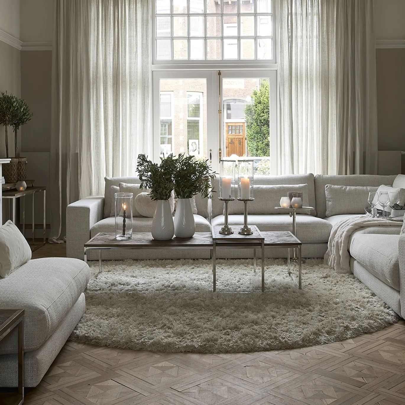 Rivièra Maison Vloerkleed Cecil Rond Crème Ø240cm