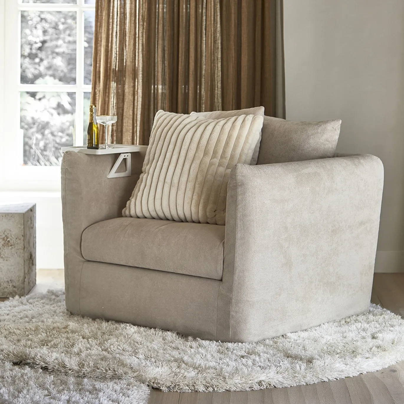 Rivièra Maison Vloerkleed Cecil Rond Crème Ø240cm