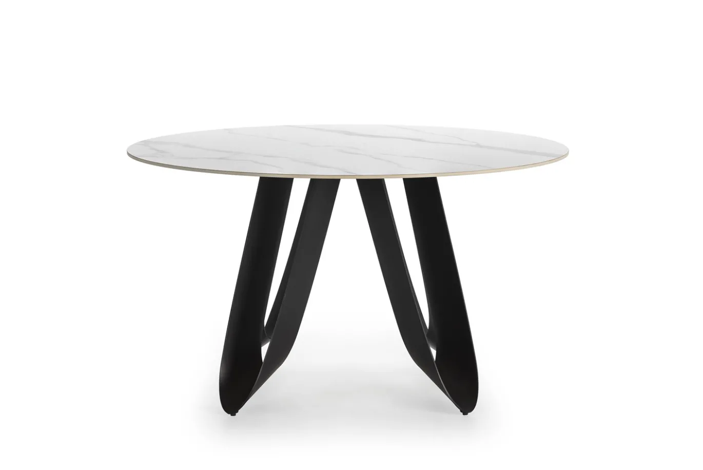 Ronde Tafel Aila 135cm Wit Keramiek Zwart - Giga Meubel